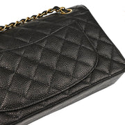 Chanel 2003-2004 Black Caviar Small Classic Double Flap Shoulder Bag