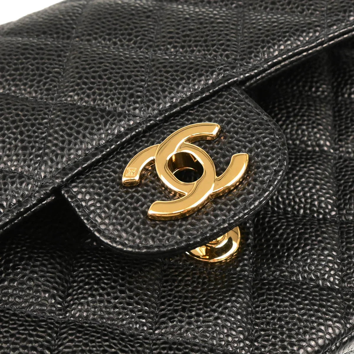 Chanel 2003-2004 Black Caviar Small Classic Double Flap Shoulder Bag