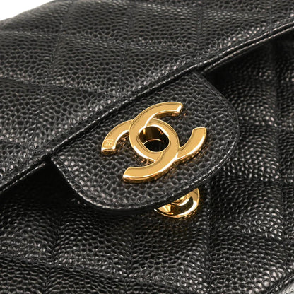 Chanel 2003-2004 Black Caviar Small Classic Double Flap Shoulder Bag