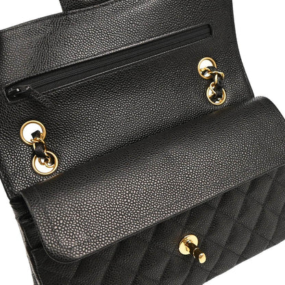 Chanel 2003-2004 Black Caviar Small Classic Double Flap Shoulder Bag