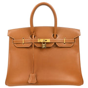 Hermes 2001 Gold Courchevel Birkin 35 Handbag