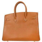Hermes 2001 Gold Courchevel Birkin 35 Handbag