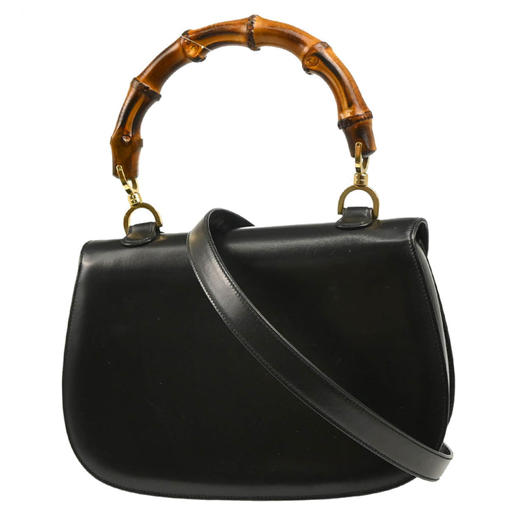 Gucci Black Bamboo 2way Shoulder Handbag