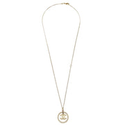 Chanel Chain Necklace Pendant Rhinestone Gold 06A
