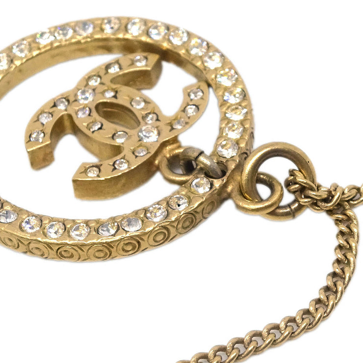 Chanel Chain Necklace Pendant Rhinestone Gold 06A