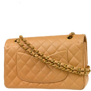 Chanel 1994-1996 Beige Caviar Medium Classic Double Flap Shoulder Bag