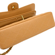 Chanel 1994-1996 Beige Caviar Medium Classic Double Flap Shoulder Bag