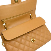 Chanel 1994-1996 Beige Caviar Medium Classic Double Flap Shoulder Bag