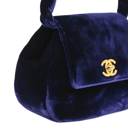 Chanel 1996-1997 Navy Velvet Handbag