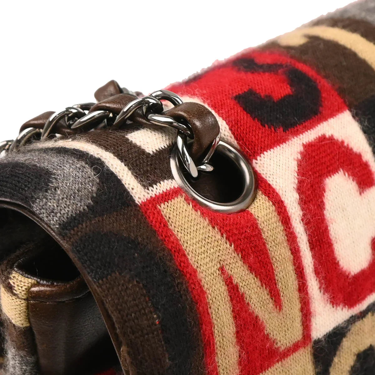 Chanel 2006-2008 Brown Wool Medium Classic Double Flap Shoulder Bag