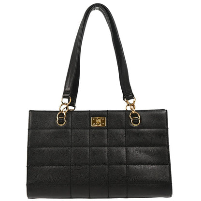 Chanel 2001-2003 Black Caviar Wild Stitch Choco Bar Chain Handbag