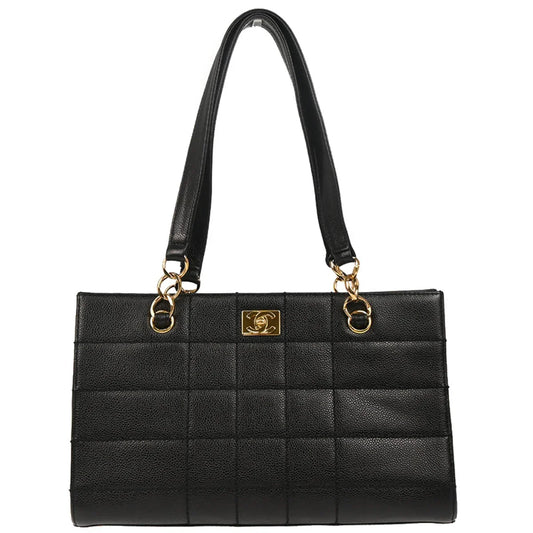 Chanel 2001-2003 Black Caviar Wild Stitch Choco Bar Chain Handbag