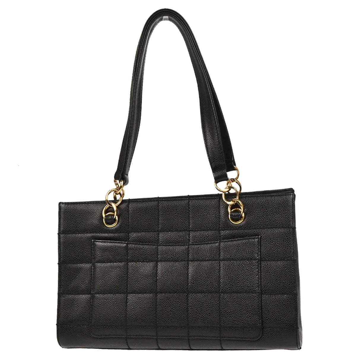 Chanel 2001-2003 Black Caviar Wild Stitch Choco Bar Chain Handbag