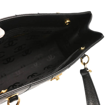Chanel 2001-2003 Black Caviar Wild Stitch Choco Bar Chain Handbag