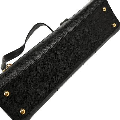 Chanel 2001-2003 Black Caviar Wild Stitch Choco Bar Chain Handbag