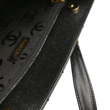 Chanel 2001-2003 Black Caviar Wild Stitch Choco Bar Chain Handbag