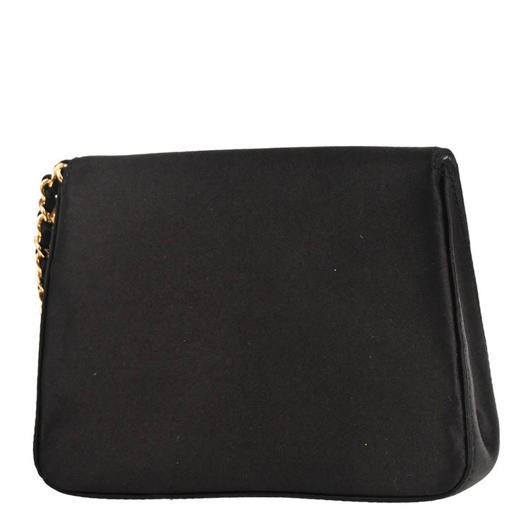 Chanel 2000-2002 Black Satin Pouch Clutch Bag