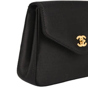 Chanel 2000-2002 Black Satin Pouch Clutch Bag