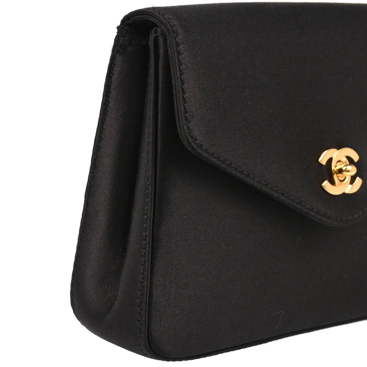 Chanel 2000-2002 Black Satin Pouch Clutch Bag