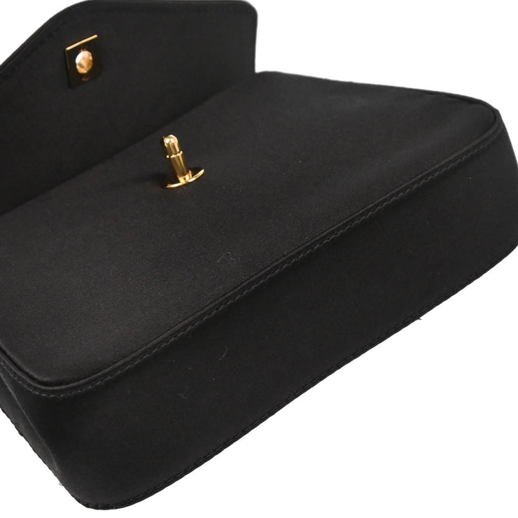 Chanel 2000-2002 Black Satin Pouch Clutch Bag