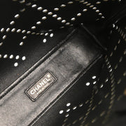 Chanel 2003-2004 Black Perforated Caviar Tote Chain Handbag