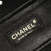 Chanel 2003-2004 Black Perforated Caviar Tote Chain Handbag