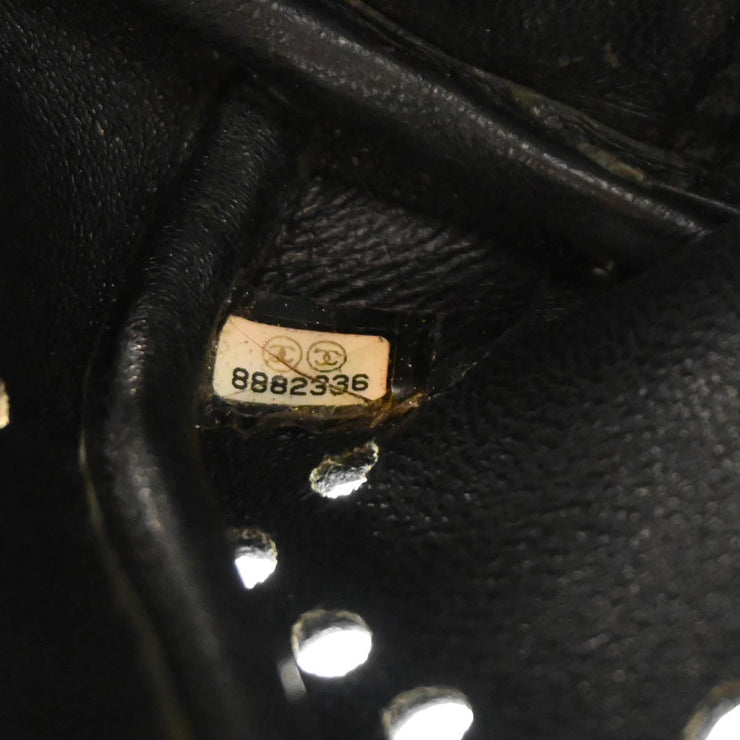Chanel 2003-2004 Black Perforated Caviar Tote Chain Handbag