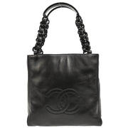 Chanel 1997-1999 Black Lambskin Tote Chain Handbag