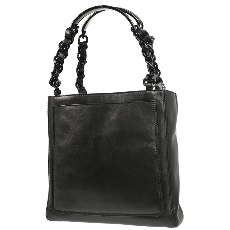 Chanel 1997-1999 Black Lambskin Tote Chain Handbag