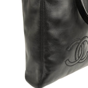 Chanel 1997-1999 Black Lambskin Tote Chain Handbag