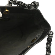 Chanel 1997-1999 Black Lambskin Tote Chain Handbag