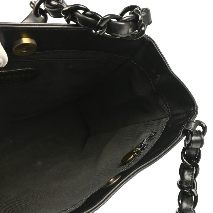 Chanel 1997-1999 Black Lambskin Tote Chain Handbag