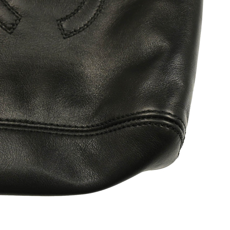 Chanel 1997-1999 Black Lambskin Tote Chain Handbag