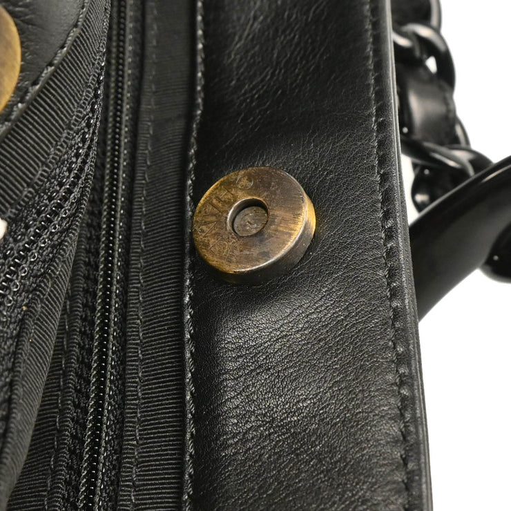 Chanel 1997-1999 Black Lambskin Tote Chain Handbag