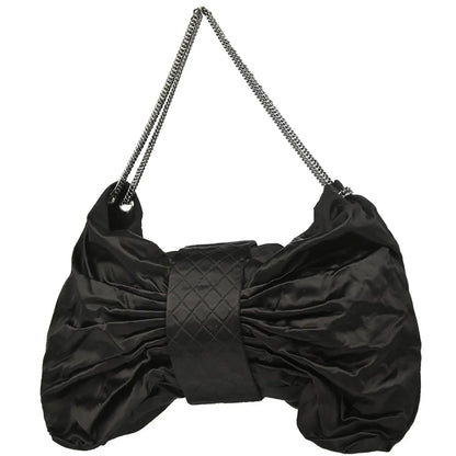 Chanel Black 2008-2009 Satin Mademoiselle Lock Bow Shoulder Bag