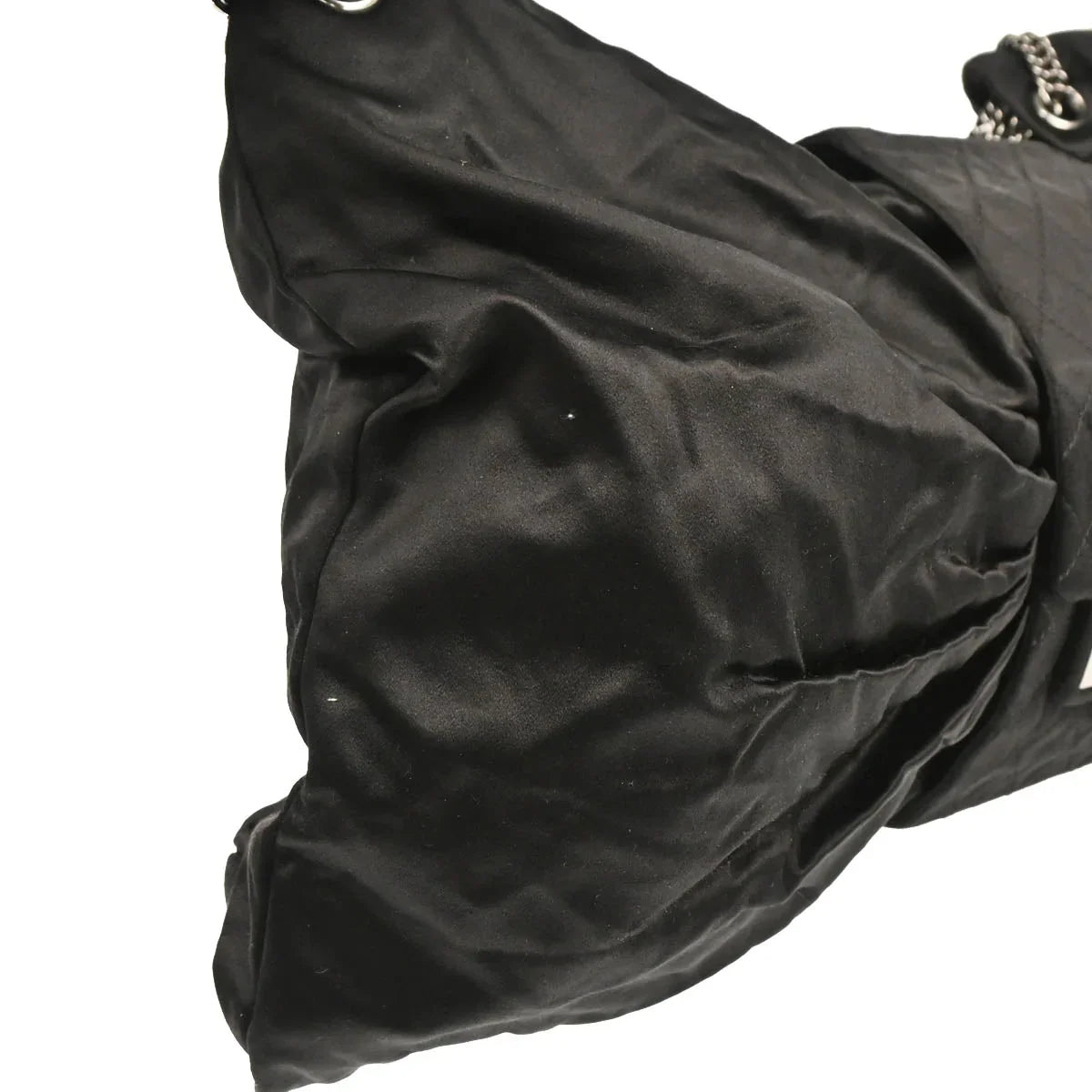 Chanel Black 2008-2009 Satin Mademoiselle Lock Bow Shoulder Bag