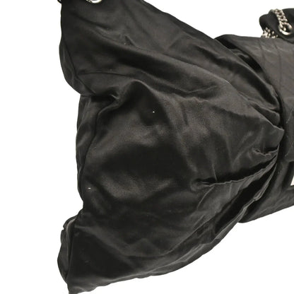 Chanel Black 2008-2009 Satin Mademoiselle Lock Bow Shoulder Bag