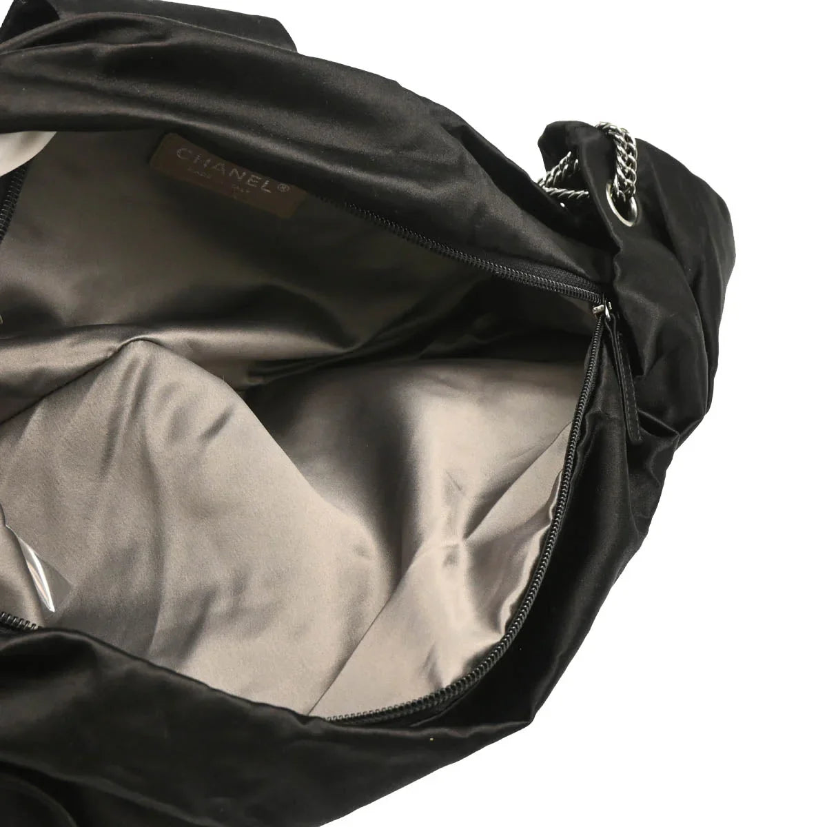 Chanel Black 2008-2009 Satin Mademoiselle Lock Bow Shoulder Bag