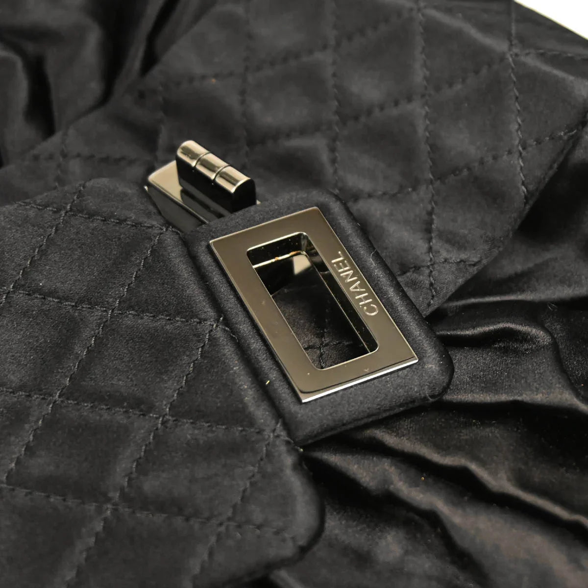 Chanel Black 2008-2009 Satin Mademoiselle Lock Bow Shoulder Bag