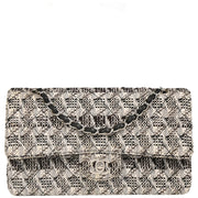 Chanel 2004-2005 White Tweed Medium Classic Double Flap Shoulder Bag