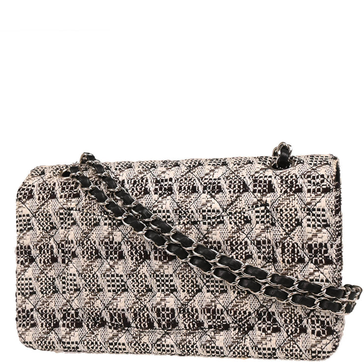 Chanel 2004-2005 White Tweed Medium Classic Double Flap Shoulder Bag