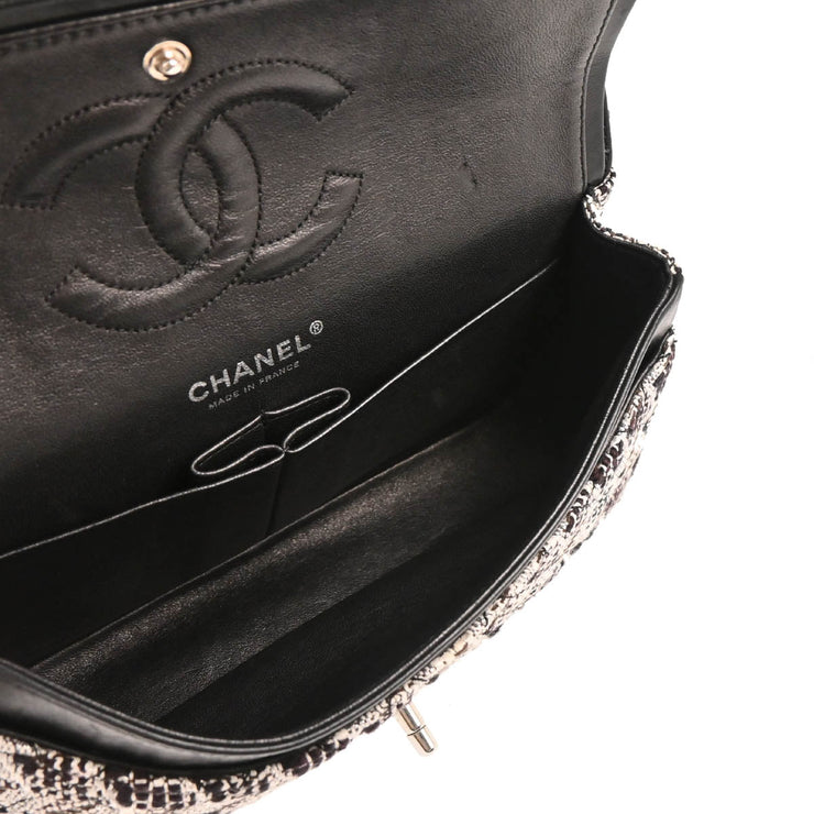 Chanel 2004-2005 White Tweed Medium Classic Double Flap Shoulder Bag