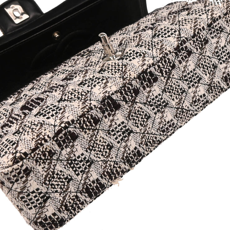 Chanel 2004-2005 White Tweed Medium Classic Double Flap Shoulder Bag