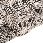 Chanel 2004-2005 White Tweed Medium Classic Double Flap Shoulder Bag