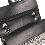 Chanel 2004-2005 White Tweed Medium Classic Double Flap Shoulder Bag