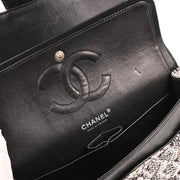 Chanel 2004-2005 White Tweed Medium Classic Double Flap Shoulder Bag