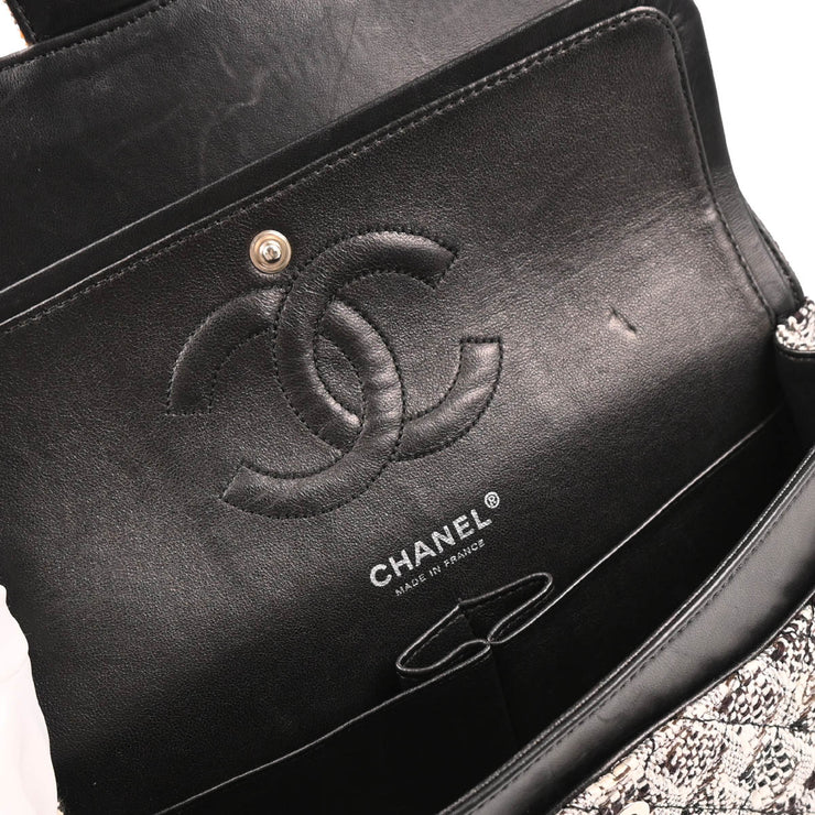 Chanel 2004-2005 White Tweed Medium Classic Double Flap Shoulder Bag