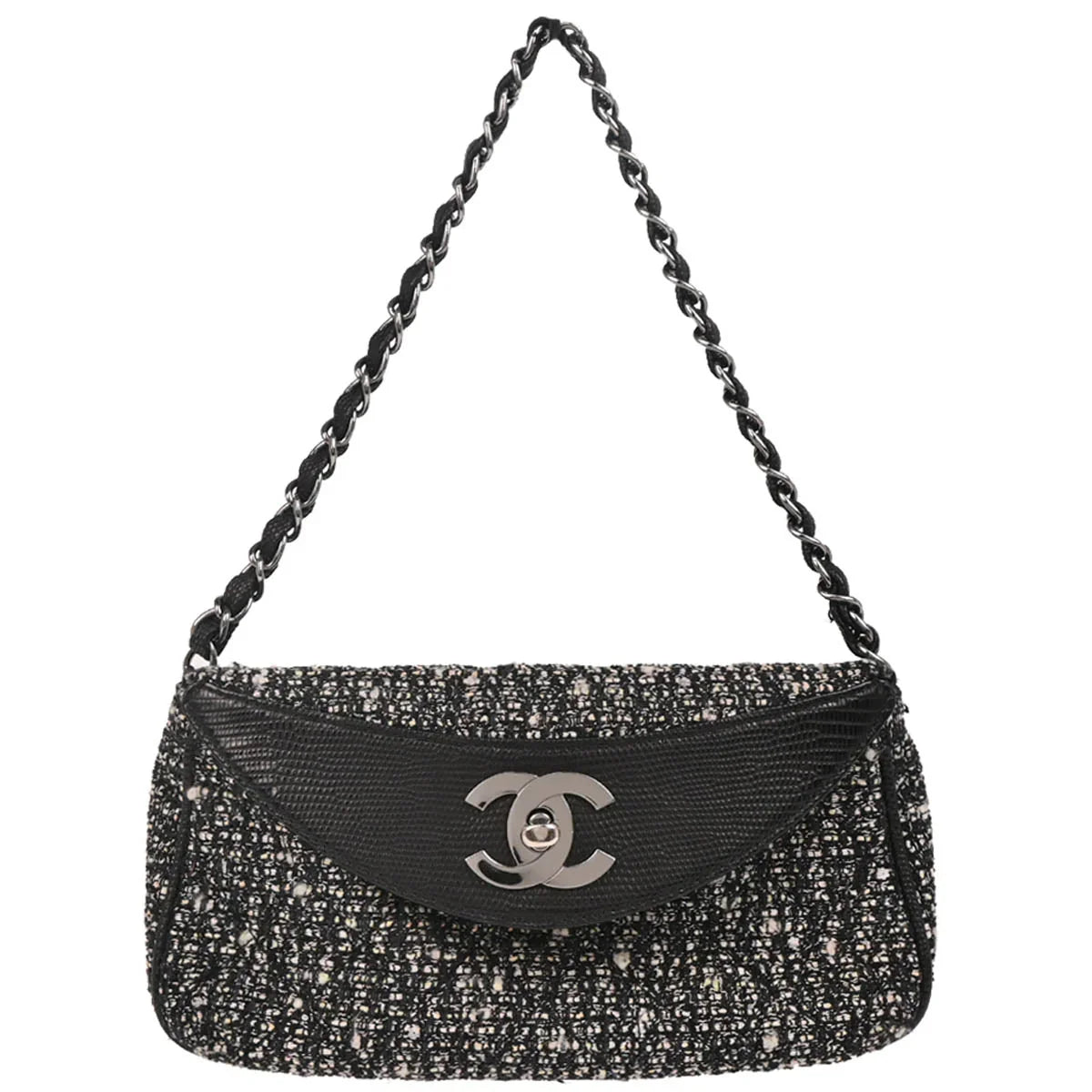 Chanel * 2005-2006 Black Tweed Lizard Handbag