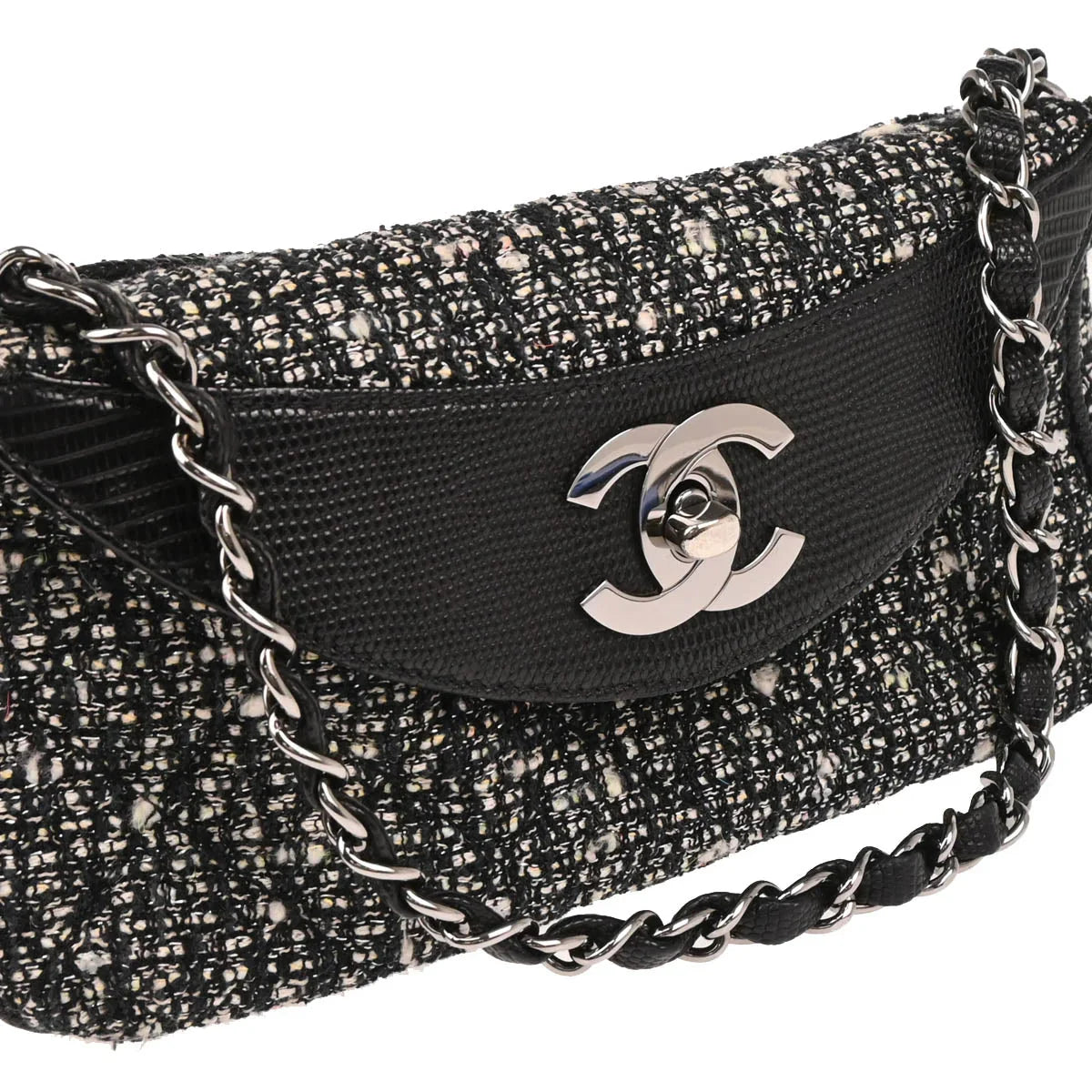 Chanel * 2005-2006 Black Tweed Lizard Handbag