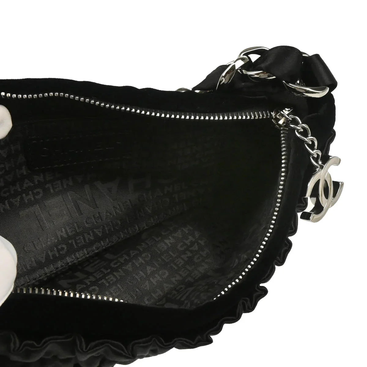 Chanel 2005-2006 Black Velvet Satin Handbag